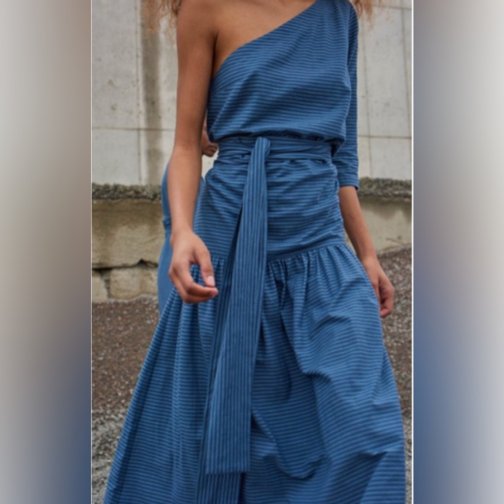 Mara Hoffman Blue One Shoulder Maxi Sundress Sz Small